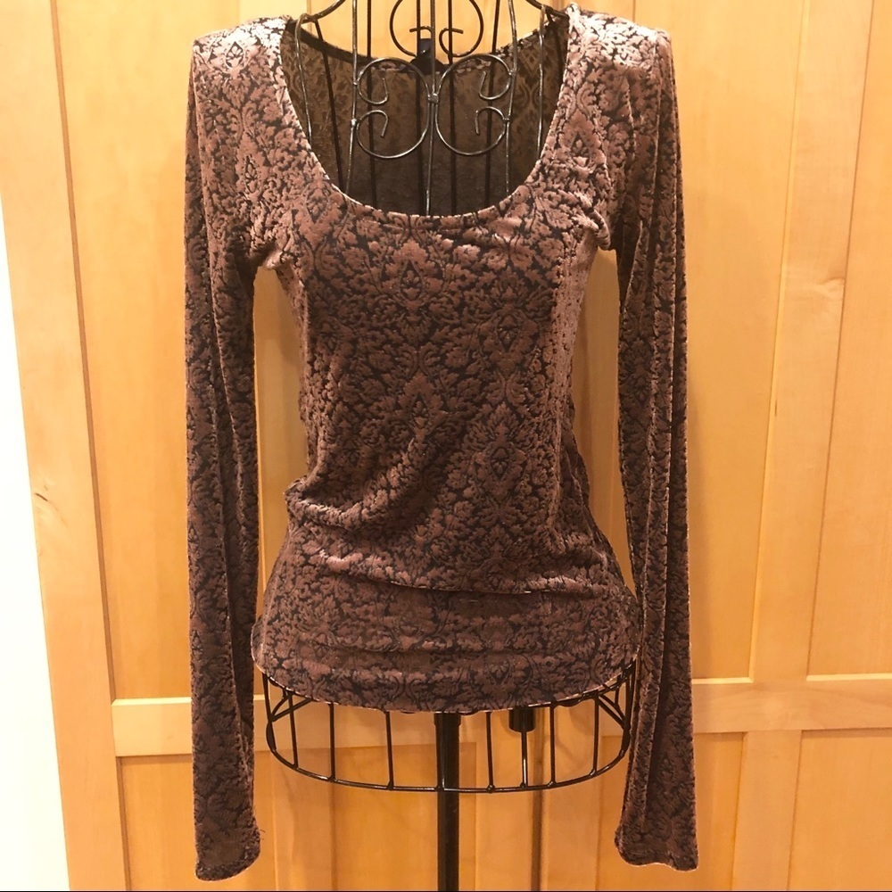 Aeropostale Soft Pink Brocade Long Sleeve Top S - Picture 1 of 8